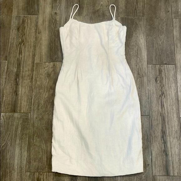 Saks Exclusive Old Money Linen Spaghetti Strap Shift Dress - Picture 1 of 4